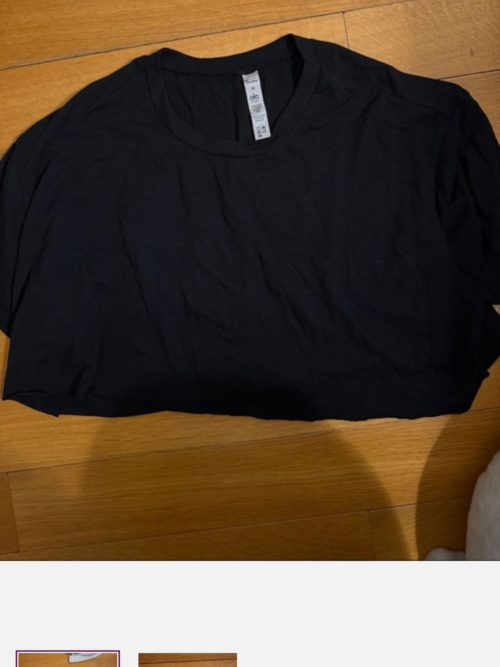 ALO Yoga Black Short-Sleeve Cropped Tee Like Brand New Medium